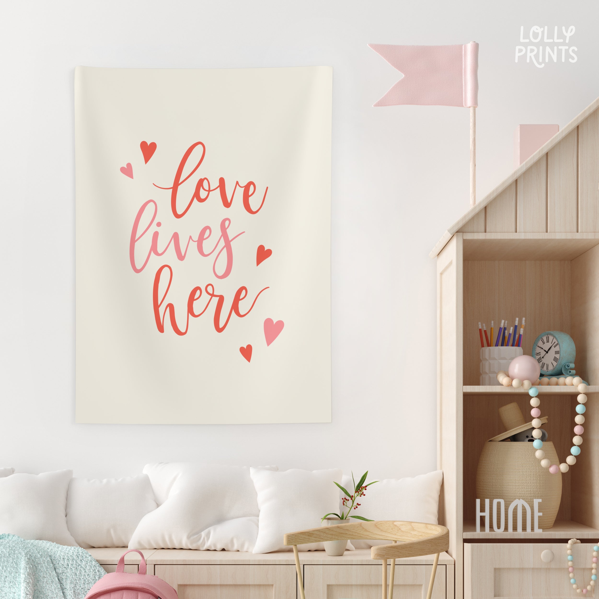 Love Lives Here Hearts Banner