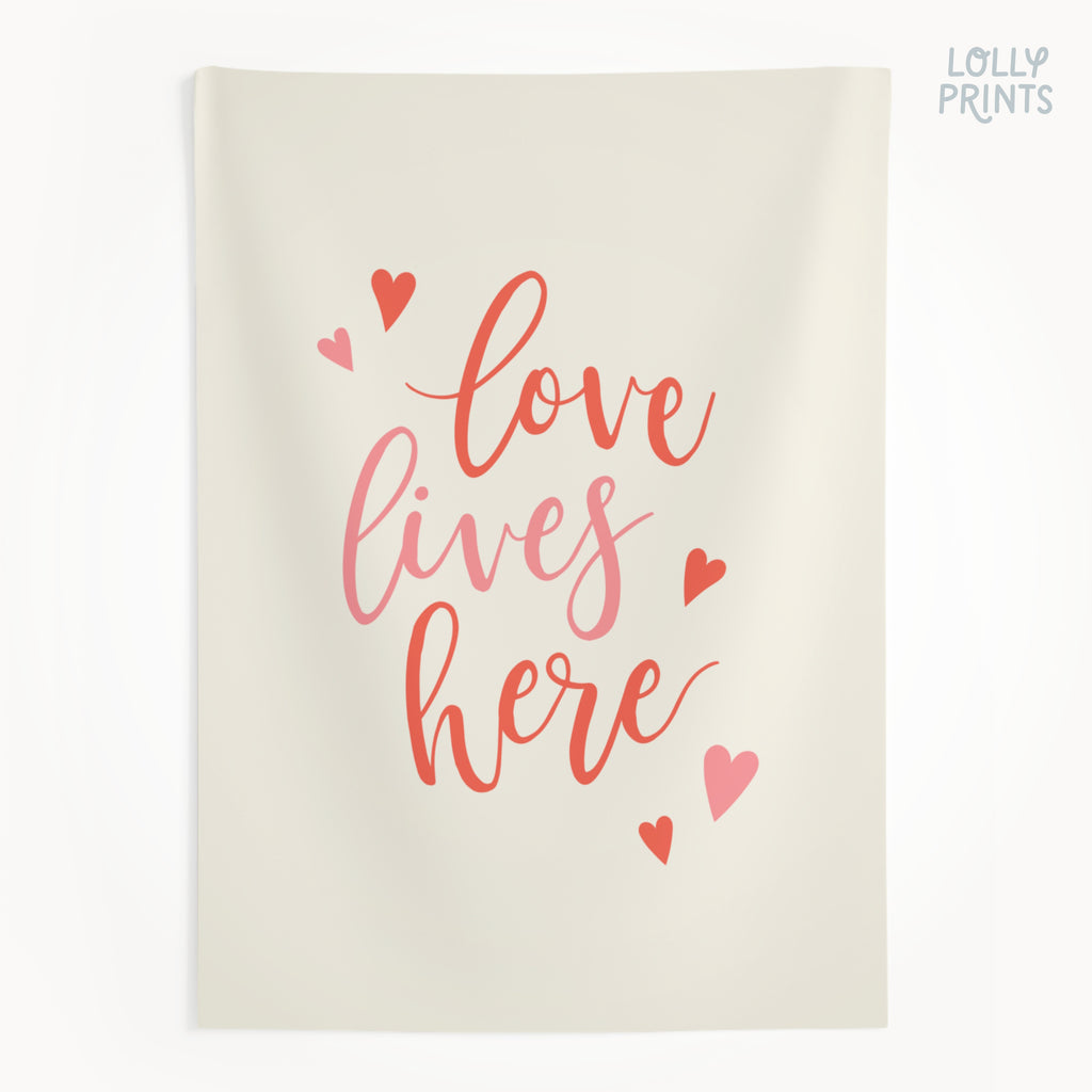 Love Lives Here Hearts Banner