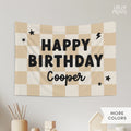Personalized Custom Name Happy Birthday Banner – Checker and Bolt