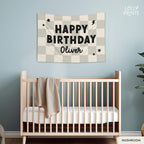 Personalized Custom Name Happy Birthday Banner – Checker and Bolt