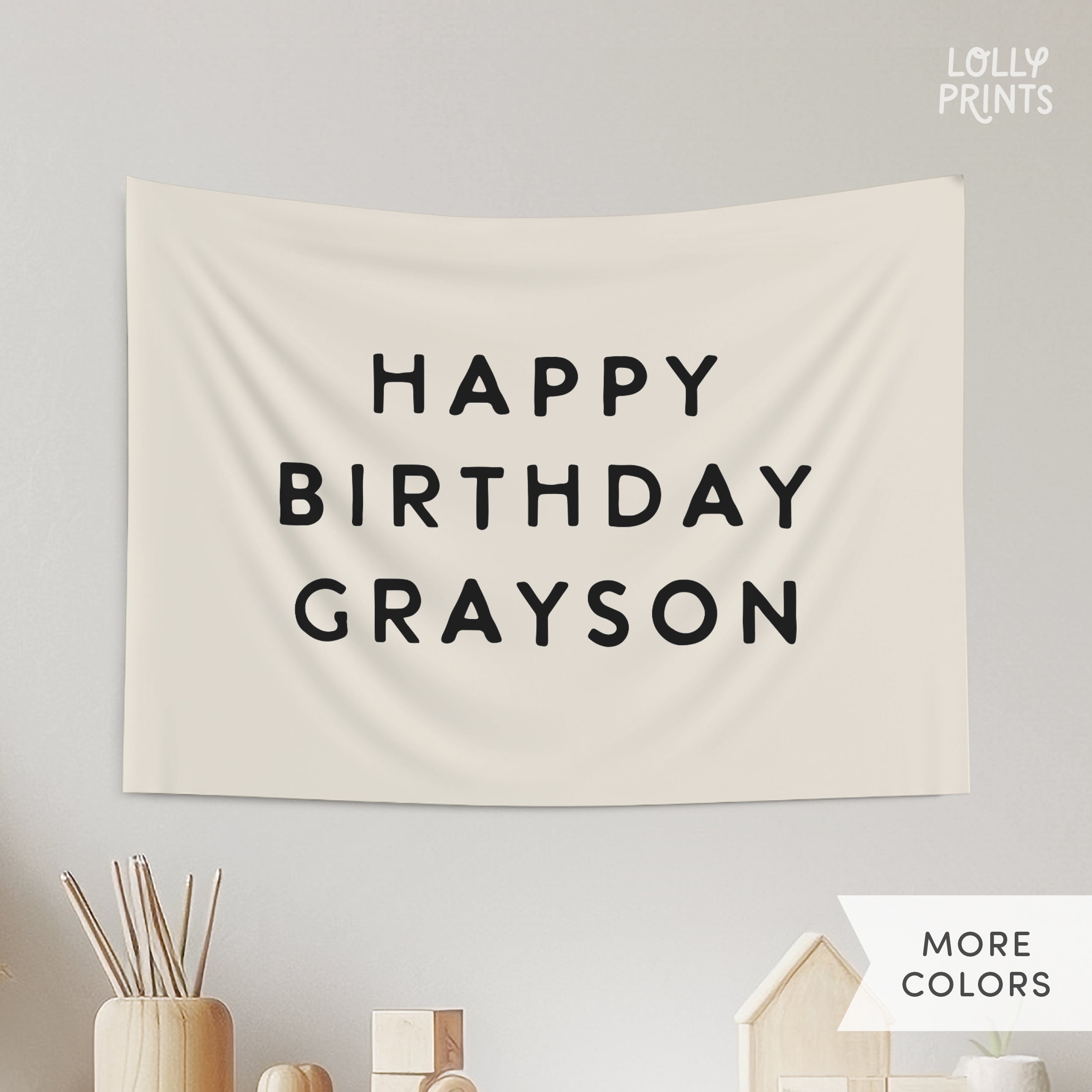 Personalized Custom Name Happy Birthday Banner – Caps