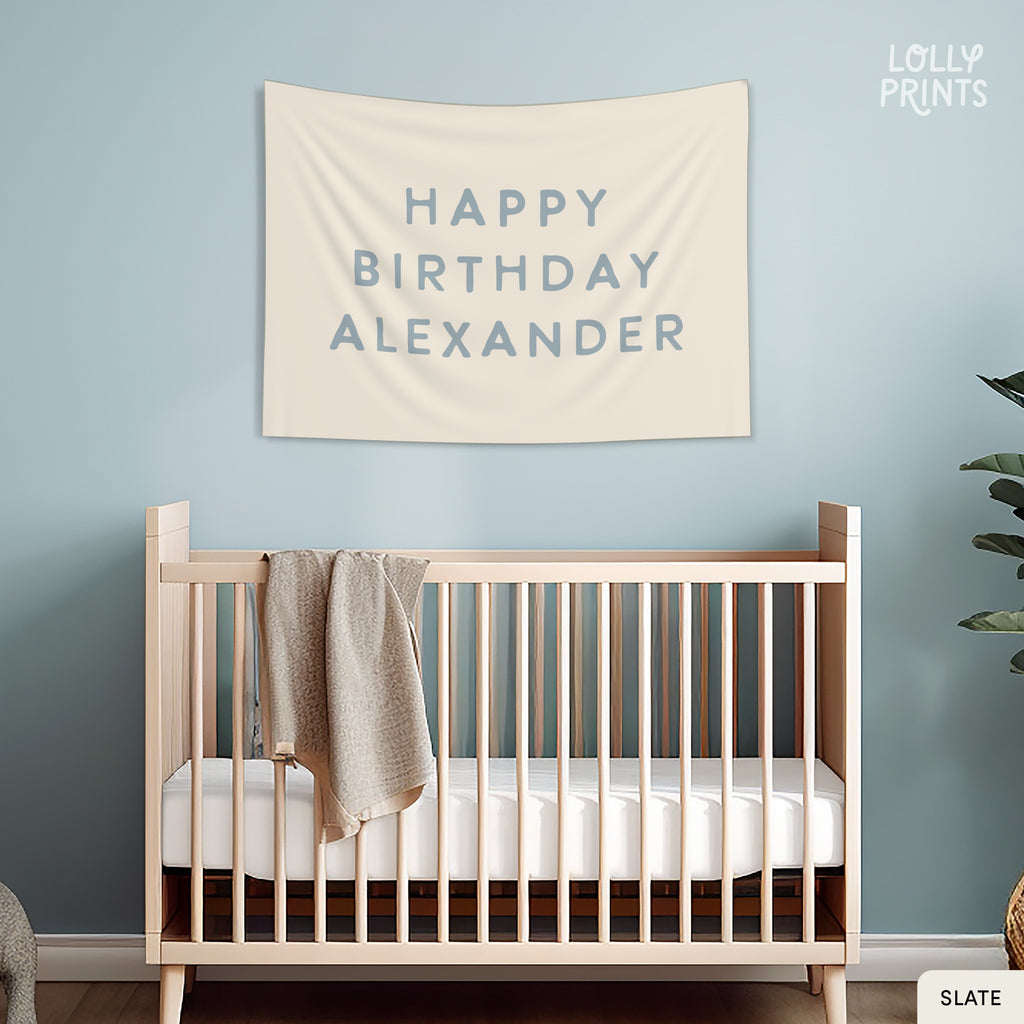 Personalized Custom Name Happy Birthday Banner – Caps