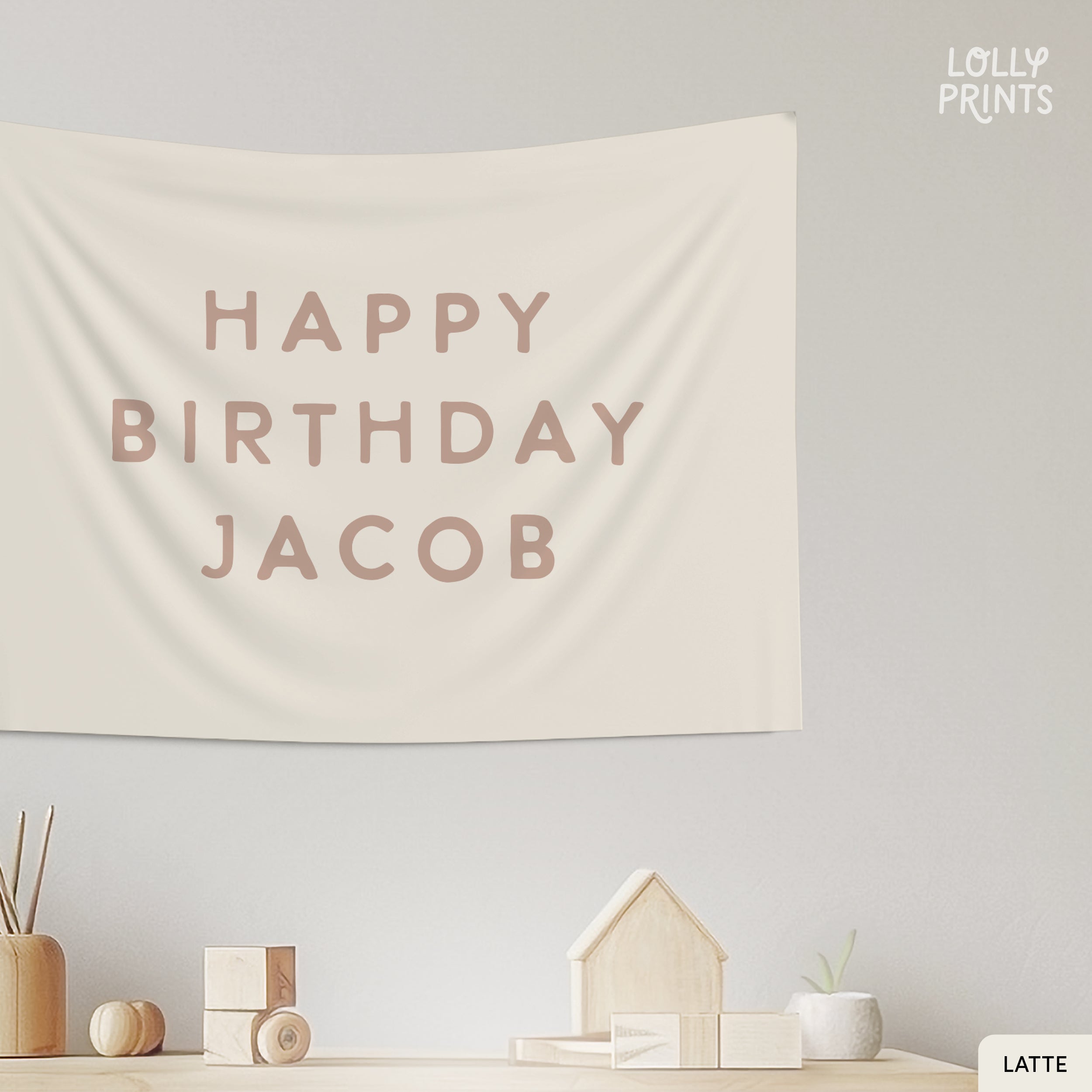 Personalized Custom Name Happy Birthday Banner – Caps
