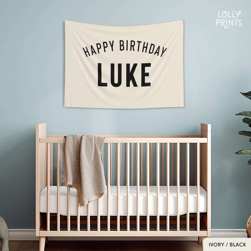Personalized Custom Name Happy Birthday Banner – Minimalist 2