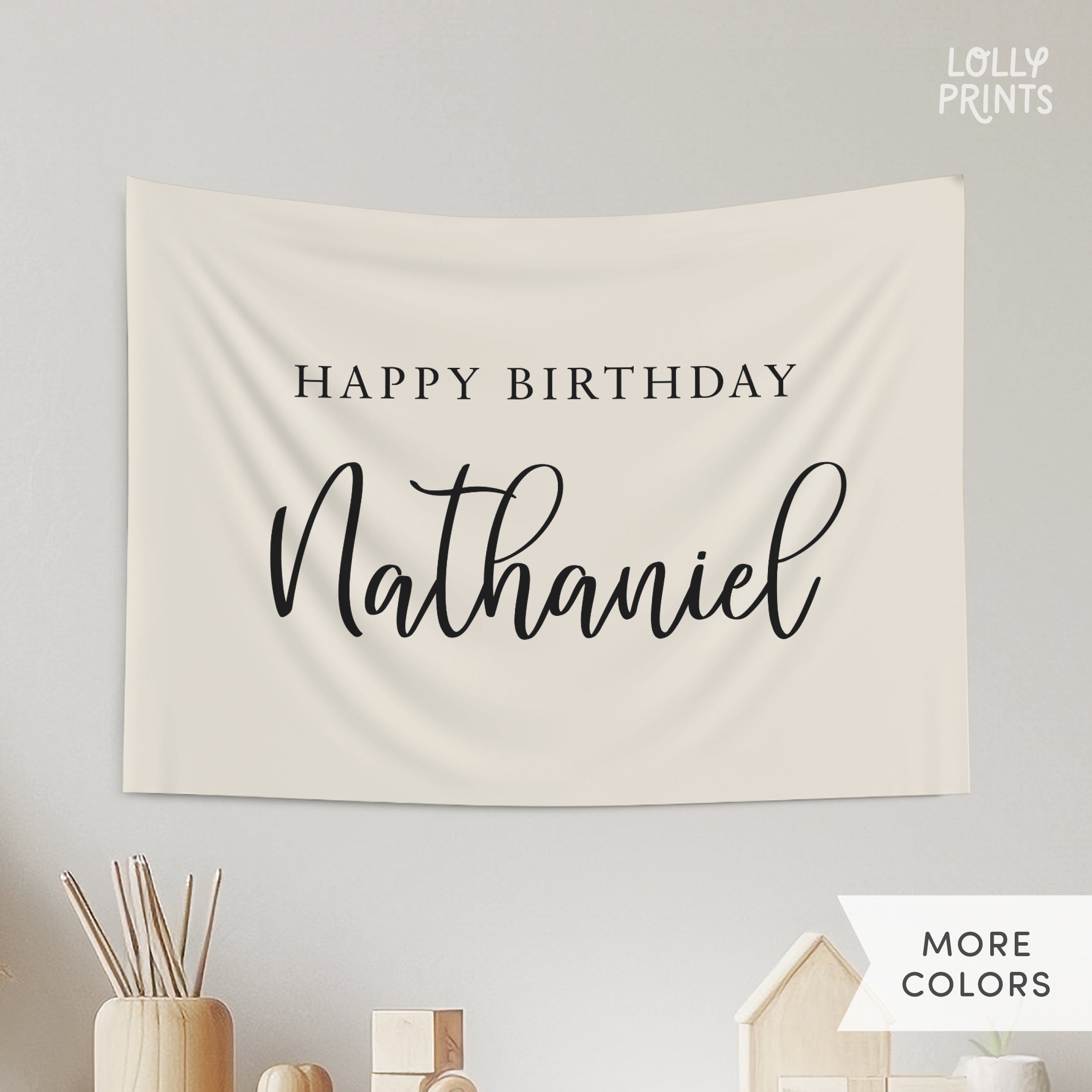 Personalized Custom Name Happy Birthday Banner – Script 1