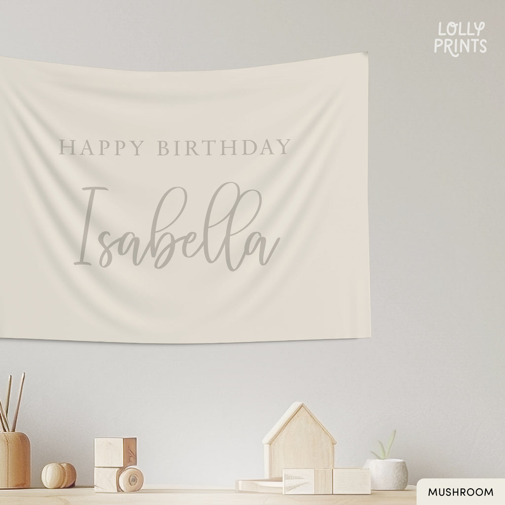 Personalized Custom Name Happy Birthday Banner – Script 1