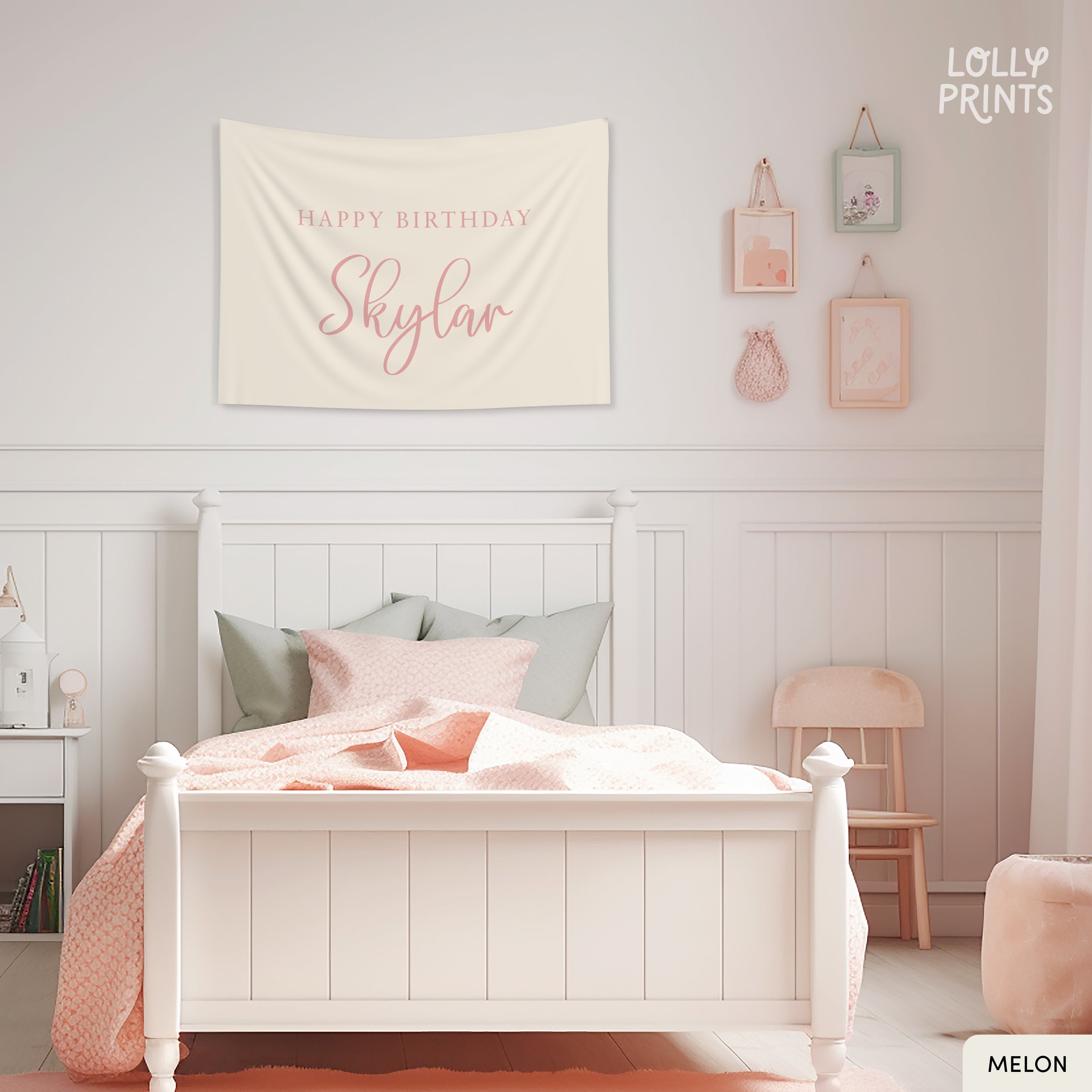 Personalized Custom Name Happy Birthday Banner – Script 1