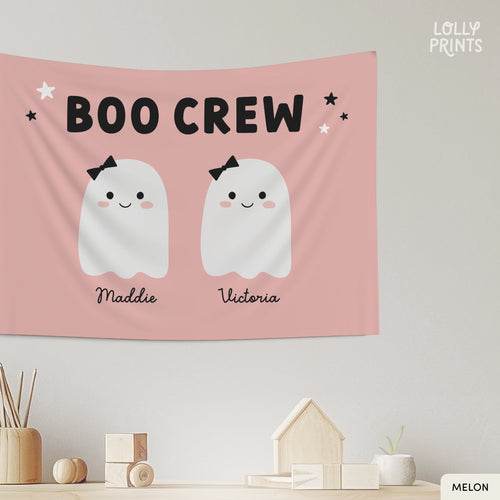 Boo Crew Cute Ghost Halloween Banner Flag