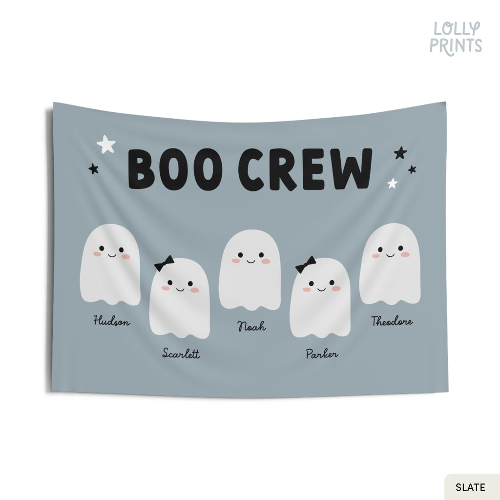 Boo Crew Cute Ghost Halloween Banner Flag