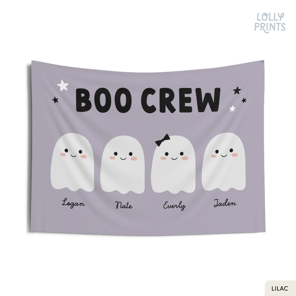 Boo Crew Cute Ghost Halloween Banner Flag