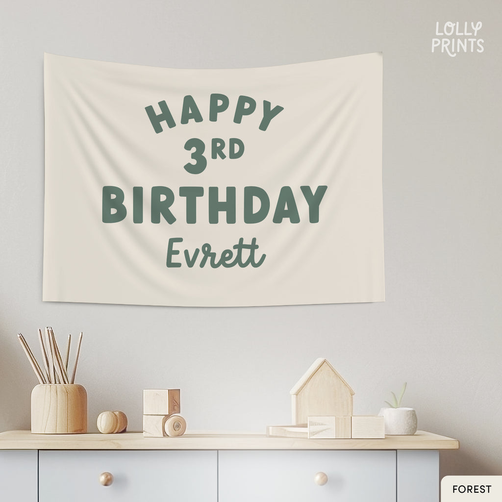 Personalized Custom Name Happy Birthday Banner – Custom Age