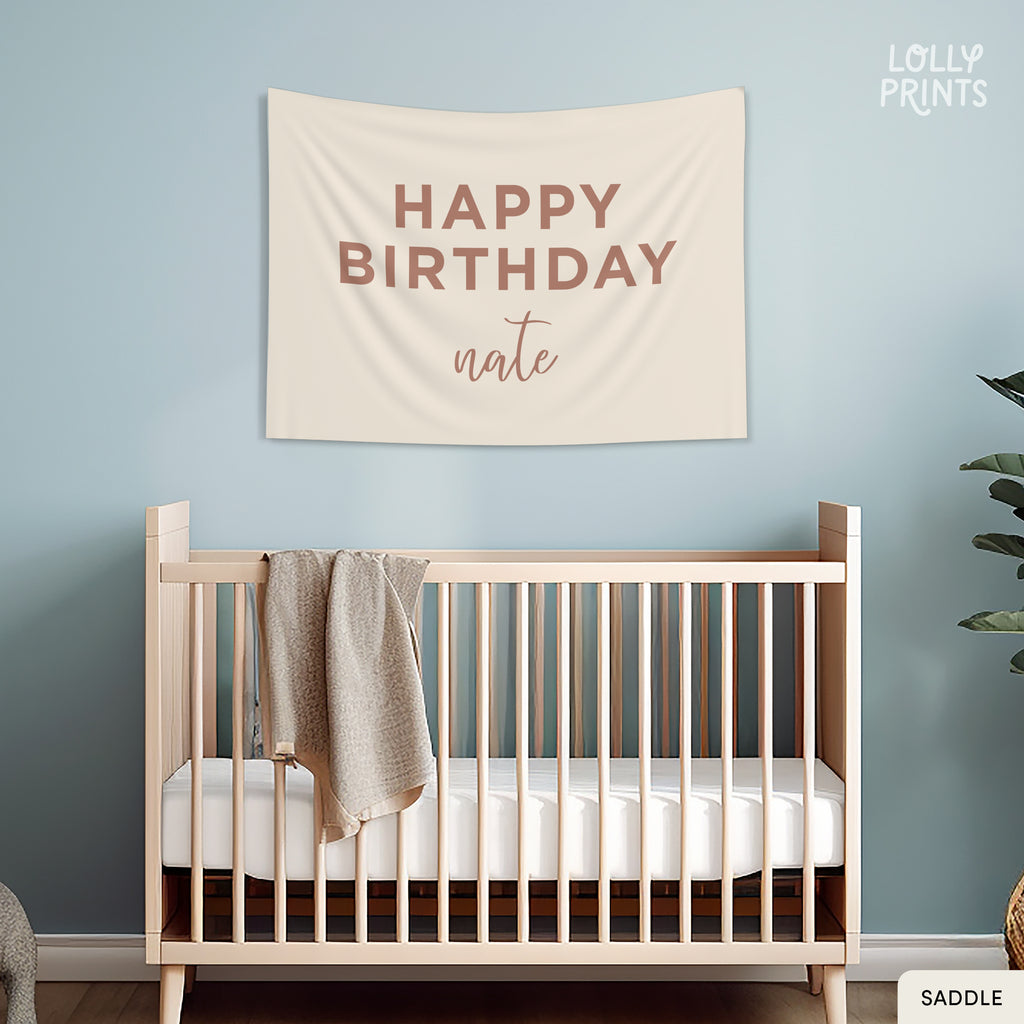 Personalized Custom Name Happy Birthday Banner – Minimalist