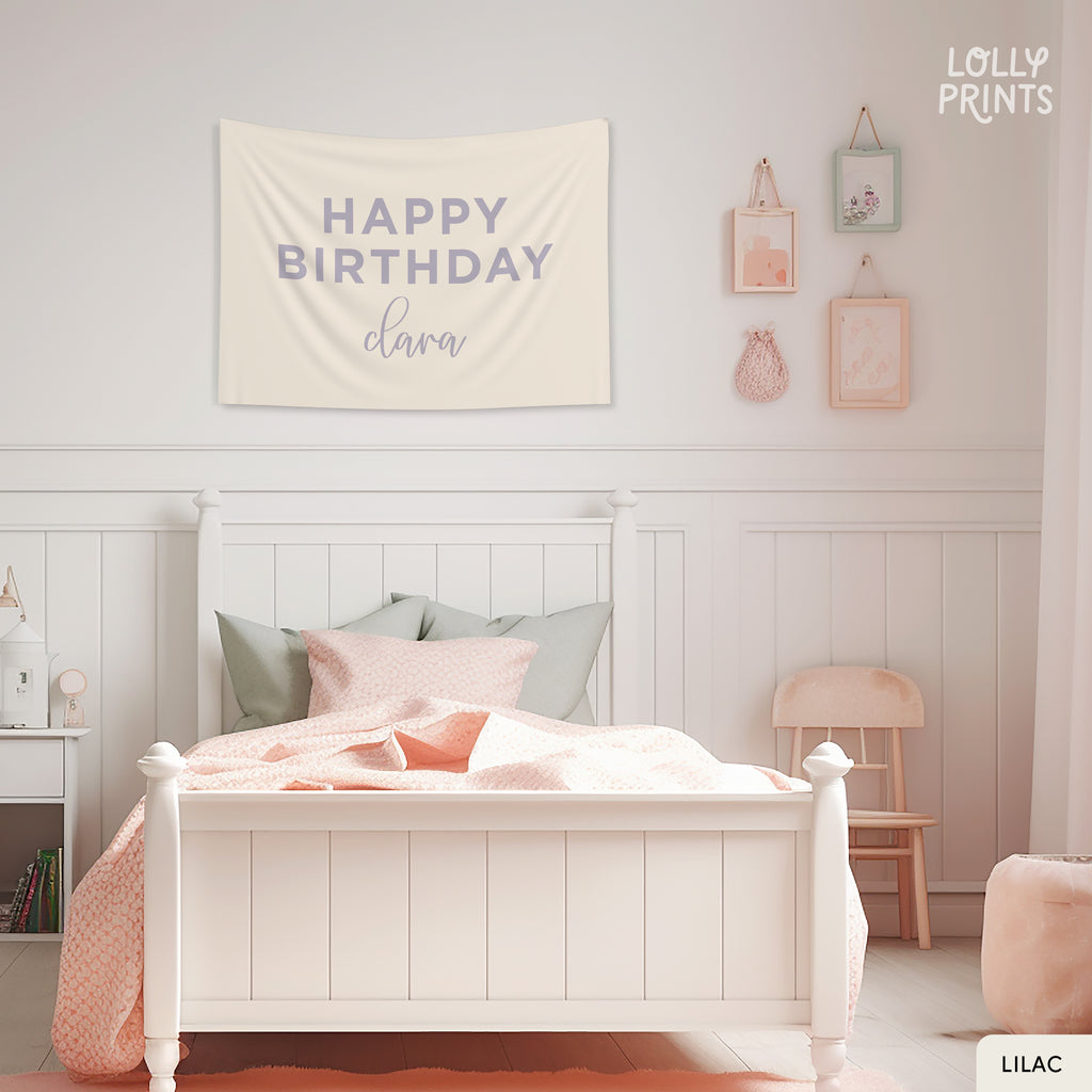 Personalized Custom Name Happy Birthday Banner – Minimalist