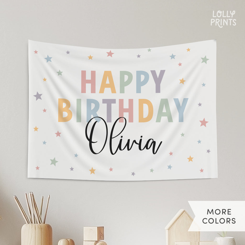 Personalized Custom Name Happy Birthday Banner – Stars