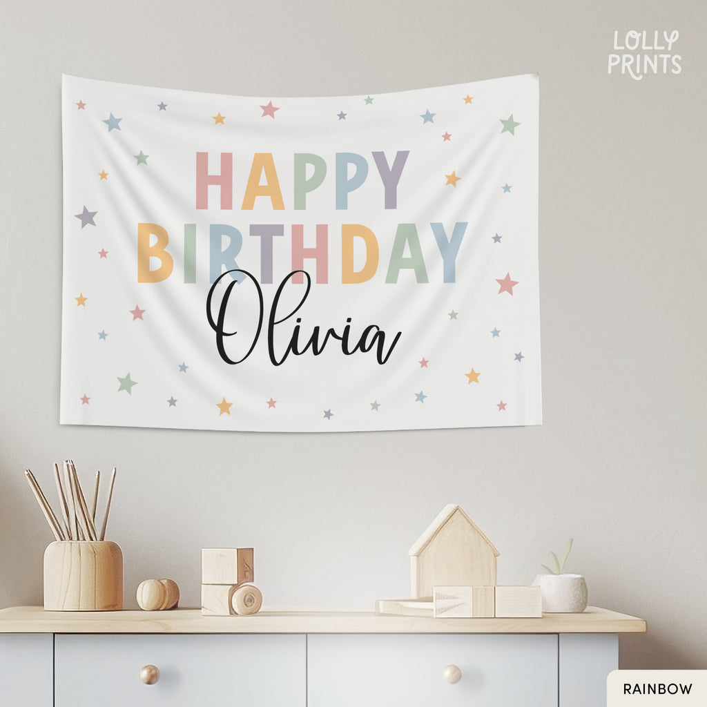 Personalized Custom Name Happy Birthday Banner – Stars