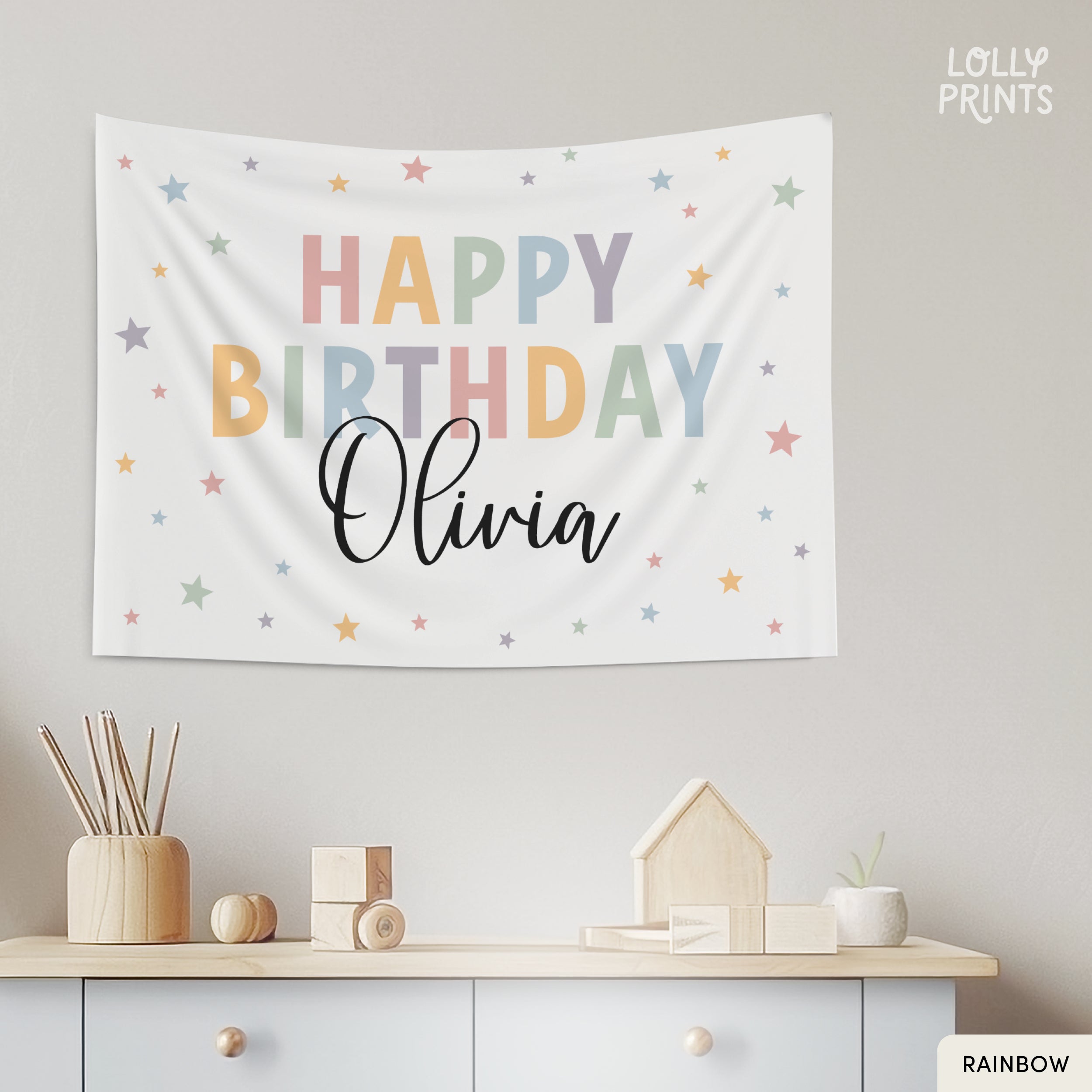 Personalized Custom Name Happy Birthday Banner – Stars