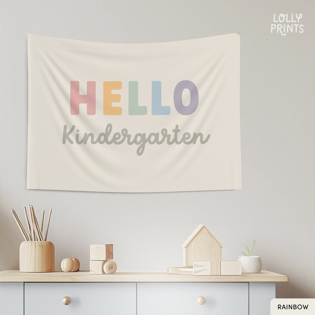 Hello Kindergarten Custom Grade First Day Banner