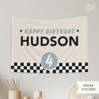Personalized Custom Name Happy Birthday Banner – Race Car