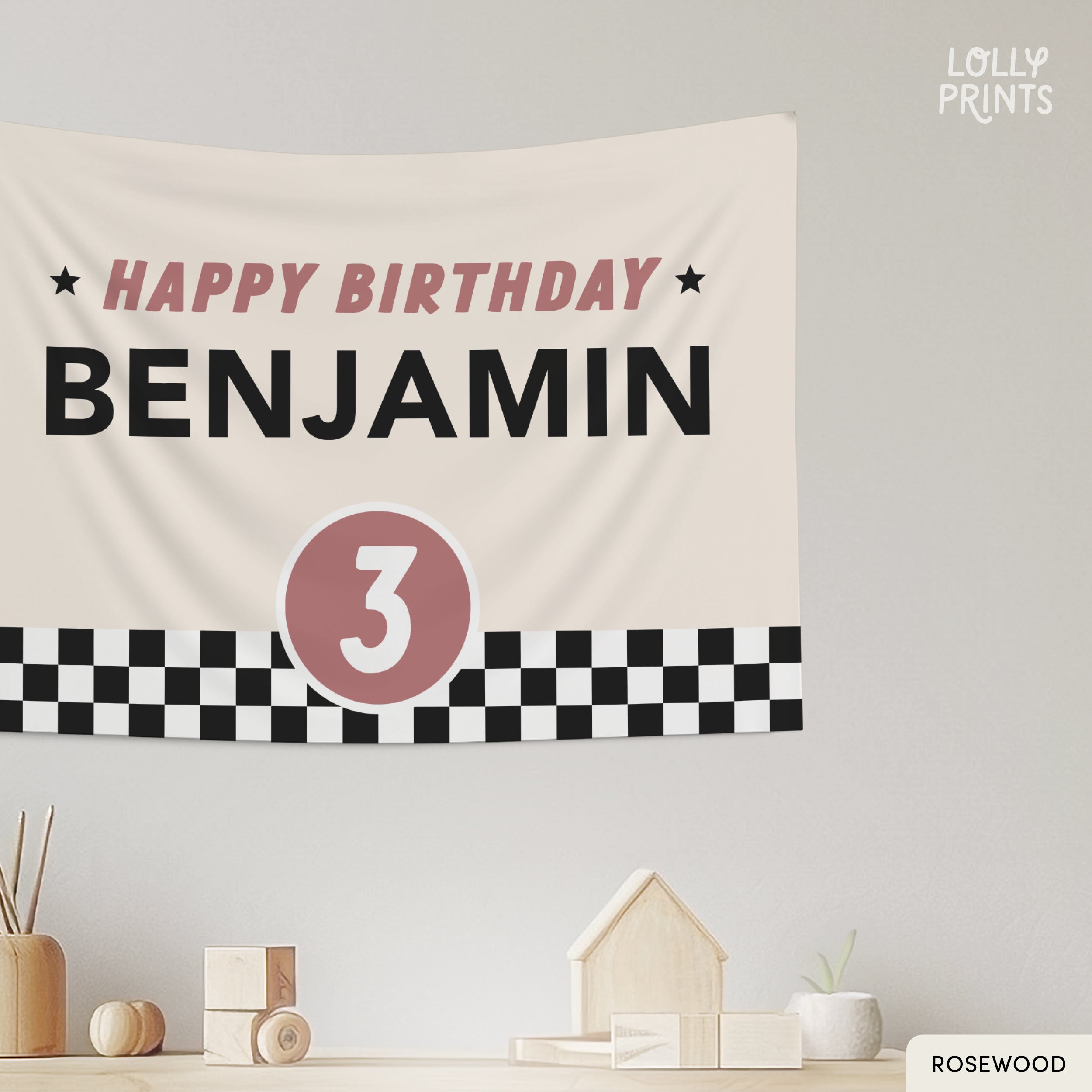 Personalized Custom Name Happy Birthday Banner – Race Car