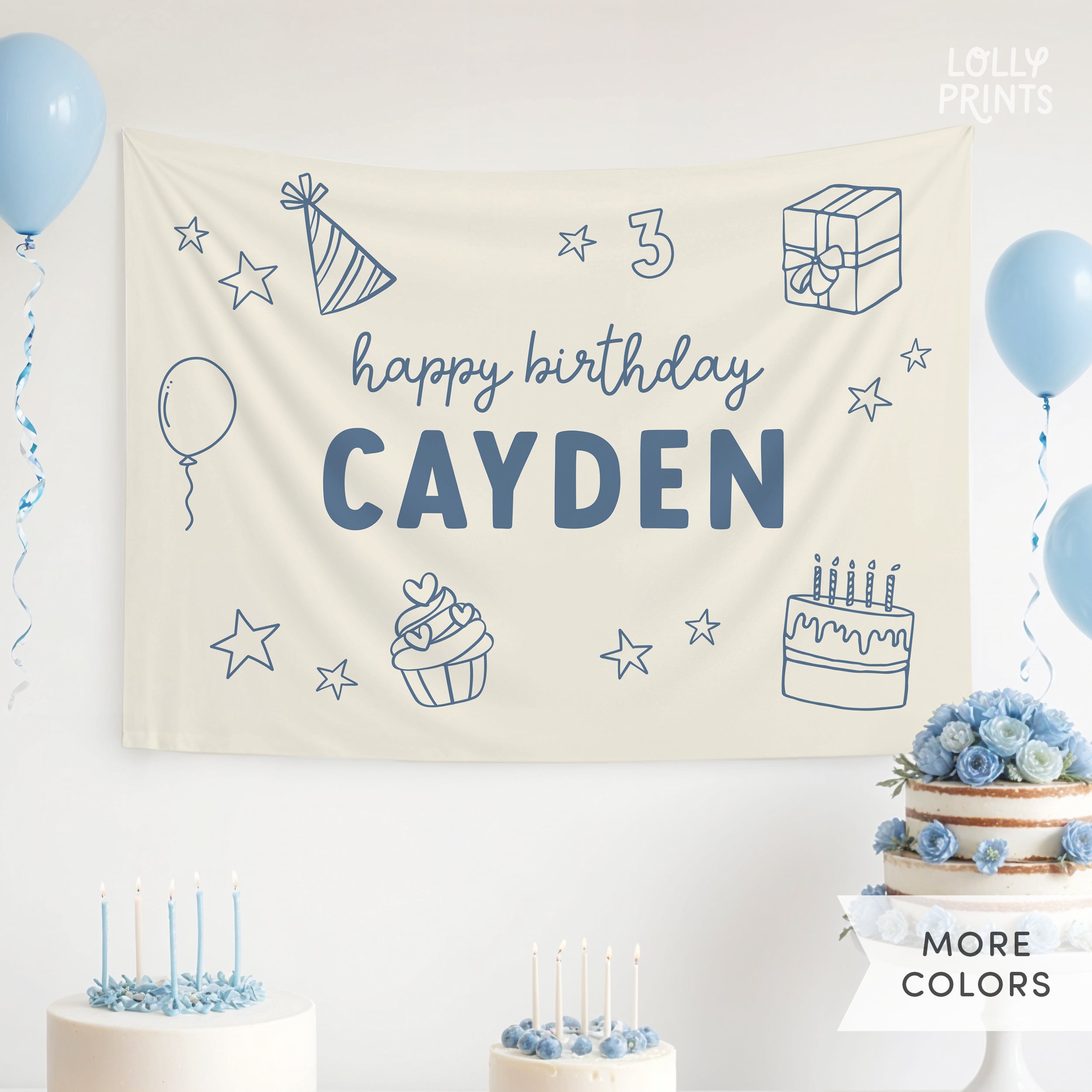 Personalized Custom Happy Birthday Doodles Banner