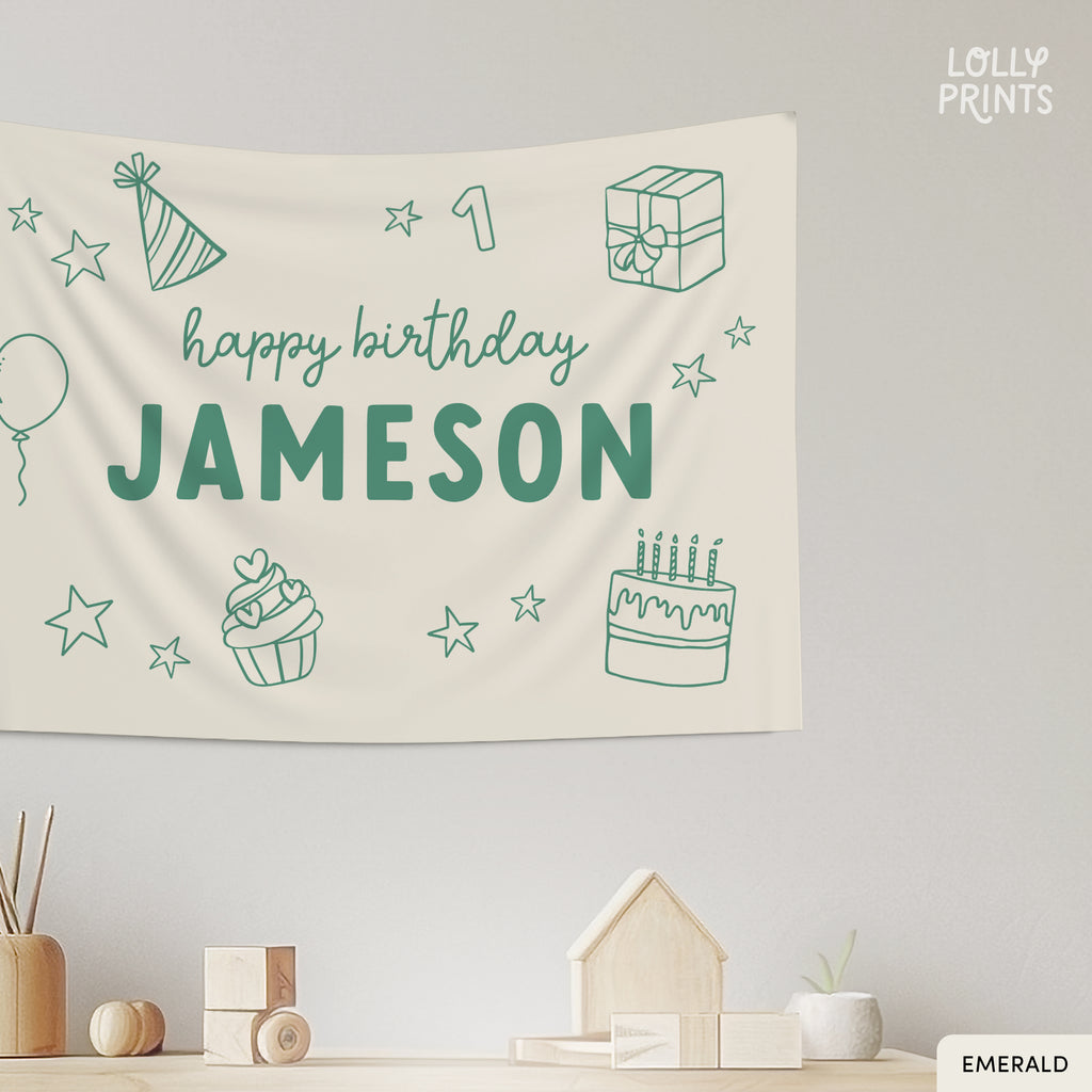 Personalized Custom Happy Birthday Doodles Banner