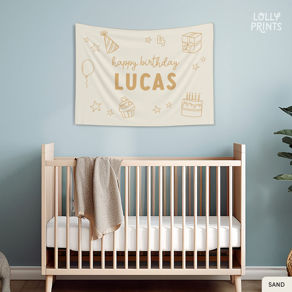 Personalized Custom Happy Birthday Doodles Banner