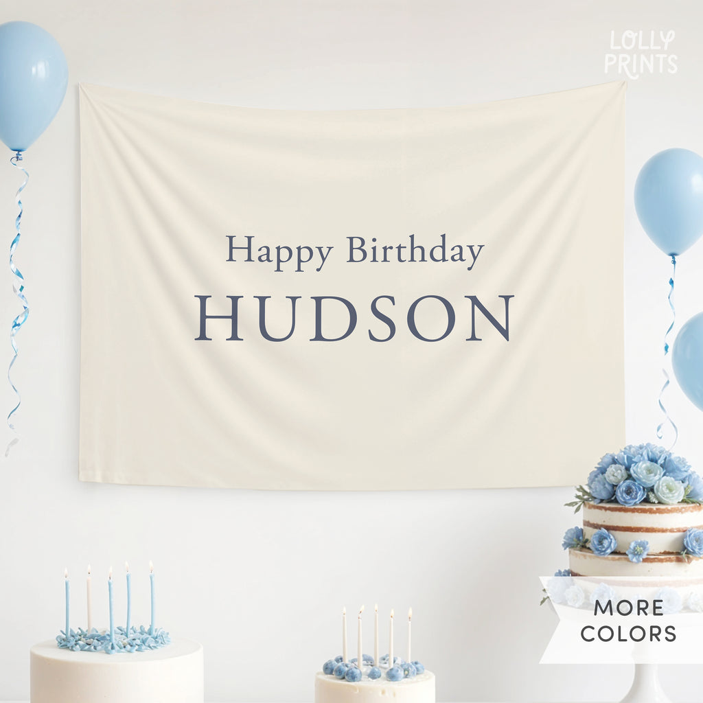 Personalized Custom Name Happy Birthday Banner – Simple