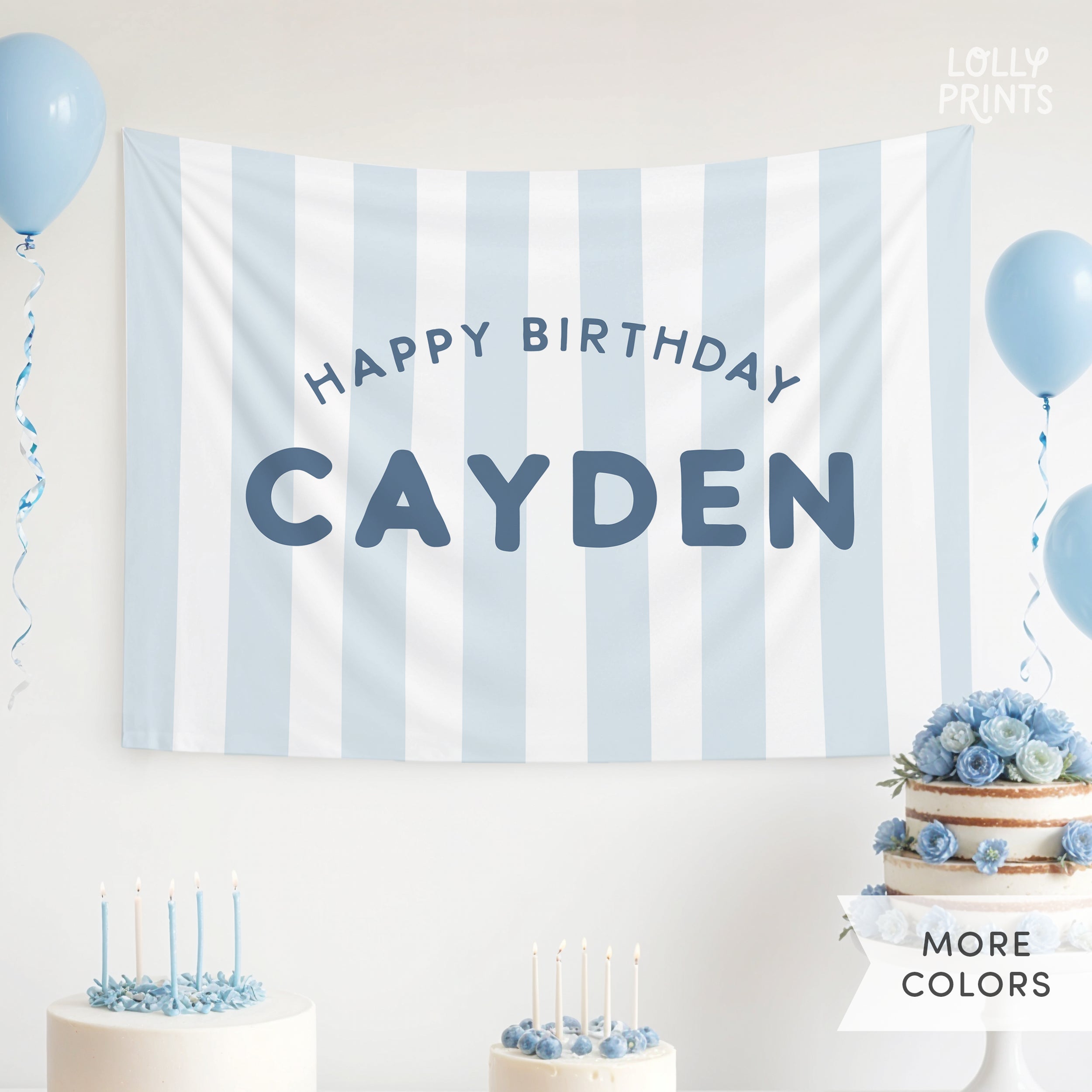 Personalized Happy Birthday Banner Cabana Stripes