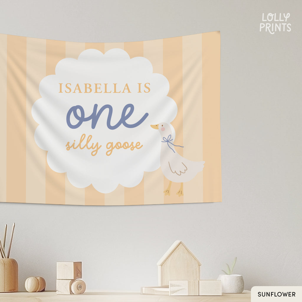 One Silly Goose Personalized Happy First Birthday Banner