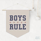 Boys Rule Pennant Flag with Stars
