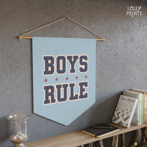 Boys Rule Pennant Flag with Stars