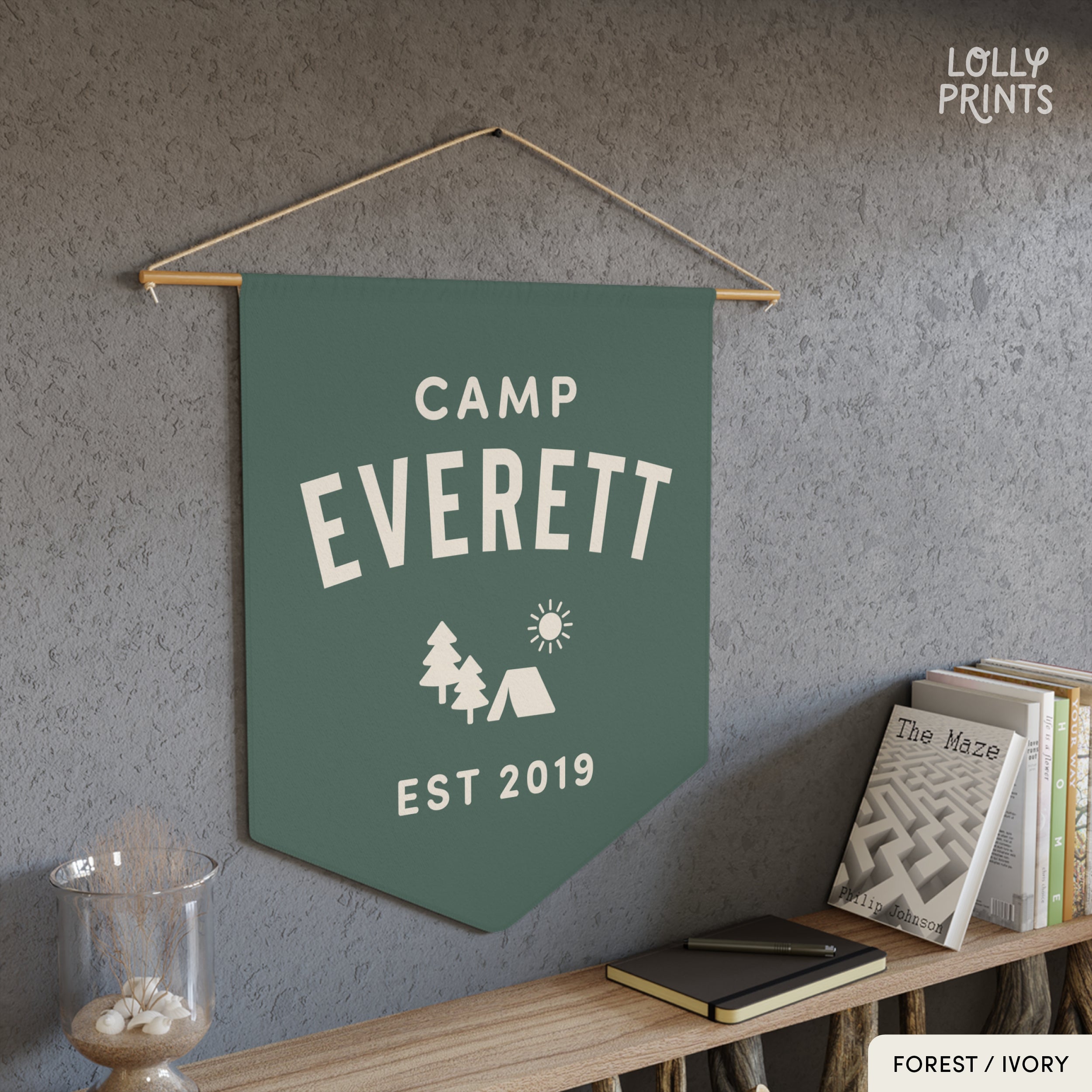 Personalized Custom Name Camp Pennant Flag