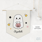 Custom Name Ghost Cute Halloween Wall Art Pennant