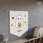 Custom Name Ghost Cute Halloween Wall Art Pennant