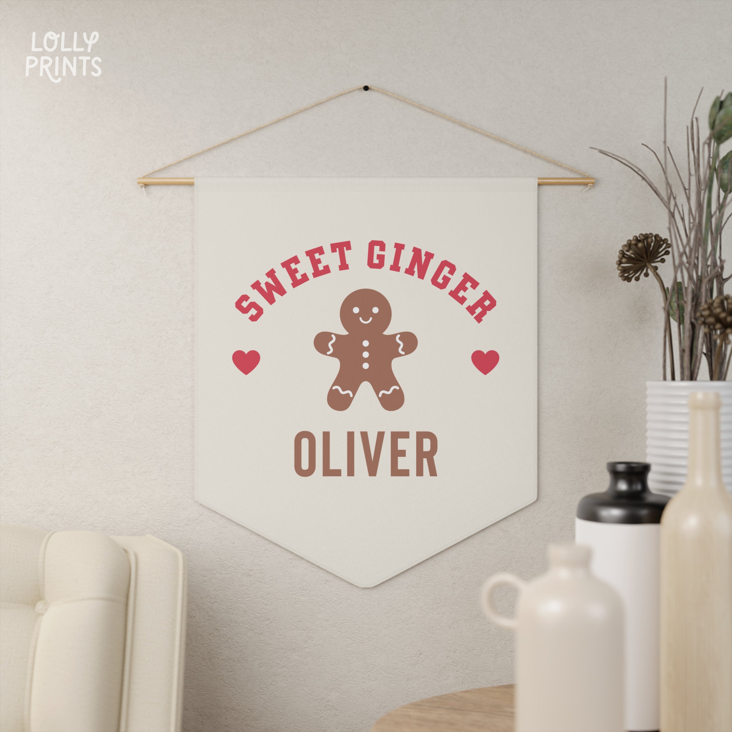 Custom Name Gingerbread Cookie Pennant