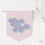 Girls Rule Pennant Retro Pink