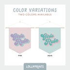 Girls Rule Pennant Retro Pink