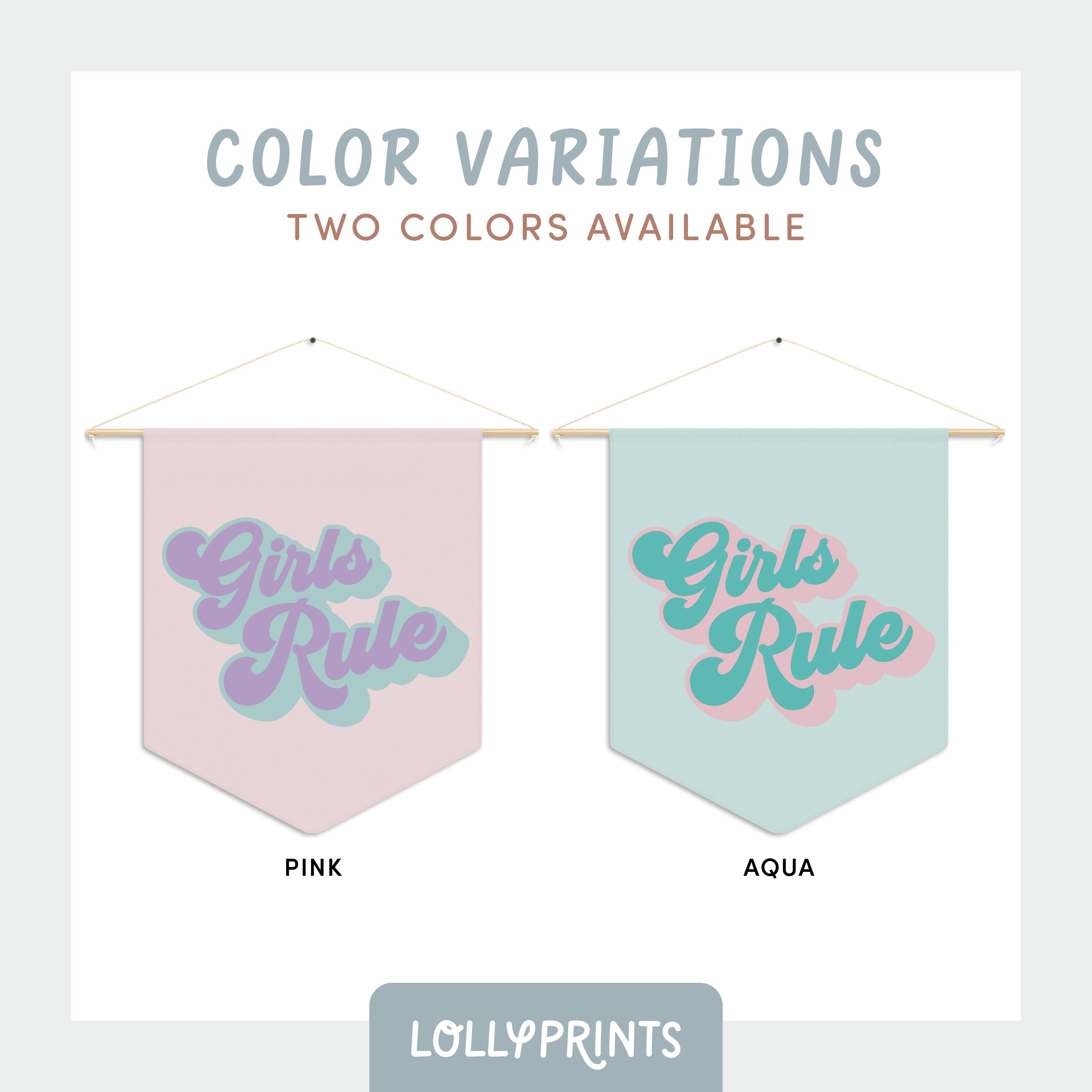 Girls Rule Pennant Retro Pink