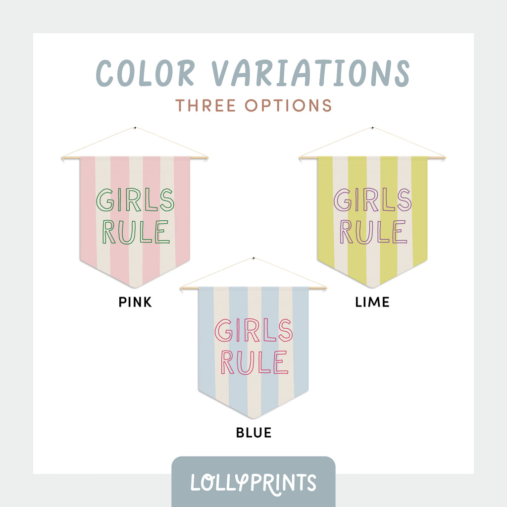 Girls Rule Outline Pennant