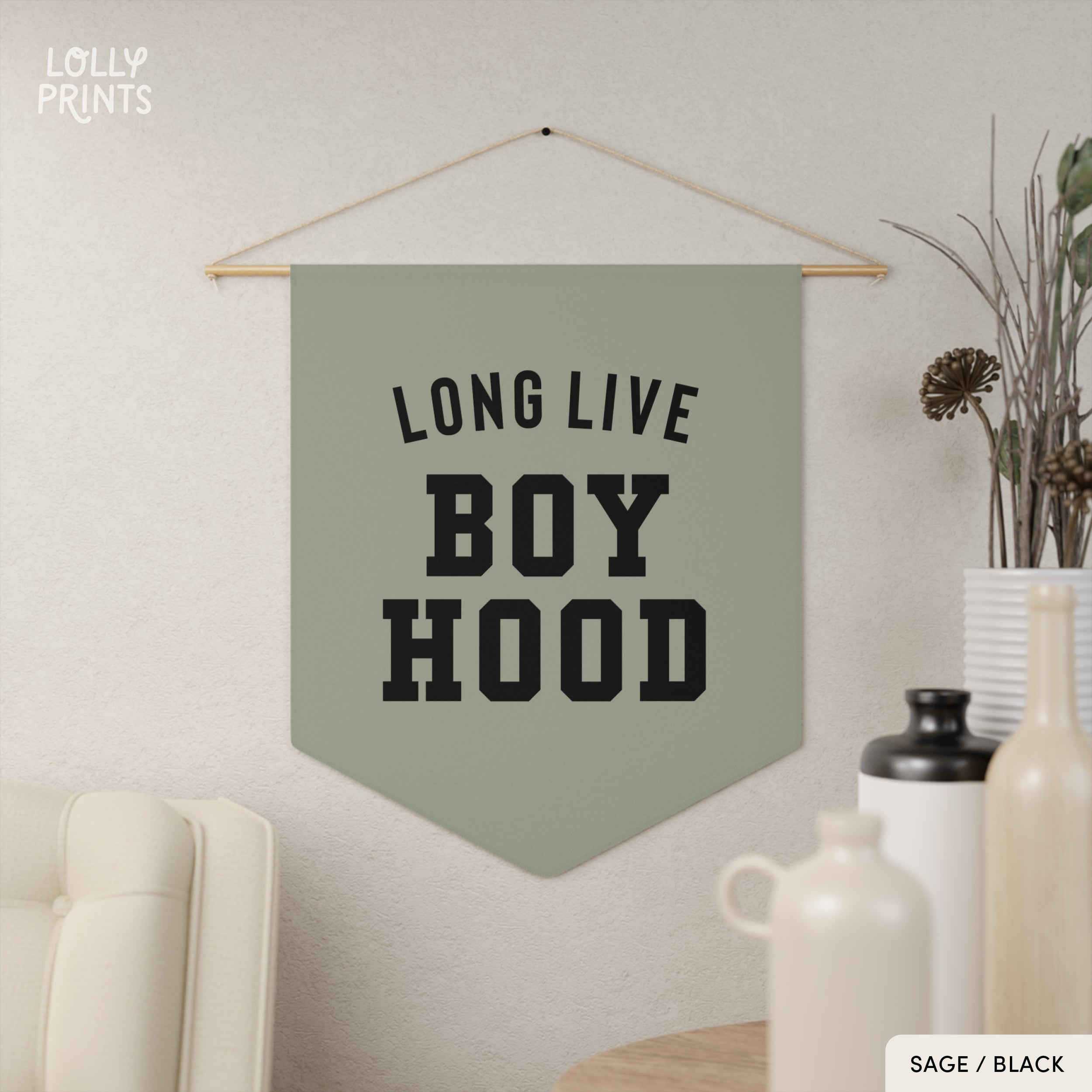 Long Live Boyhood 2 Pennant Flag – Boy Room Wall Decor