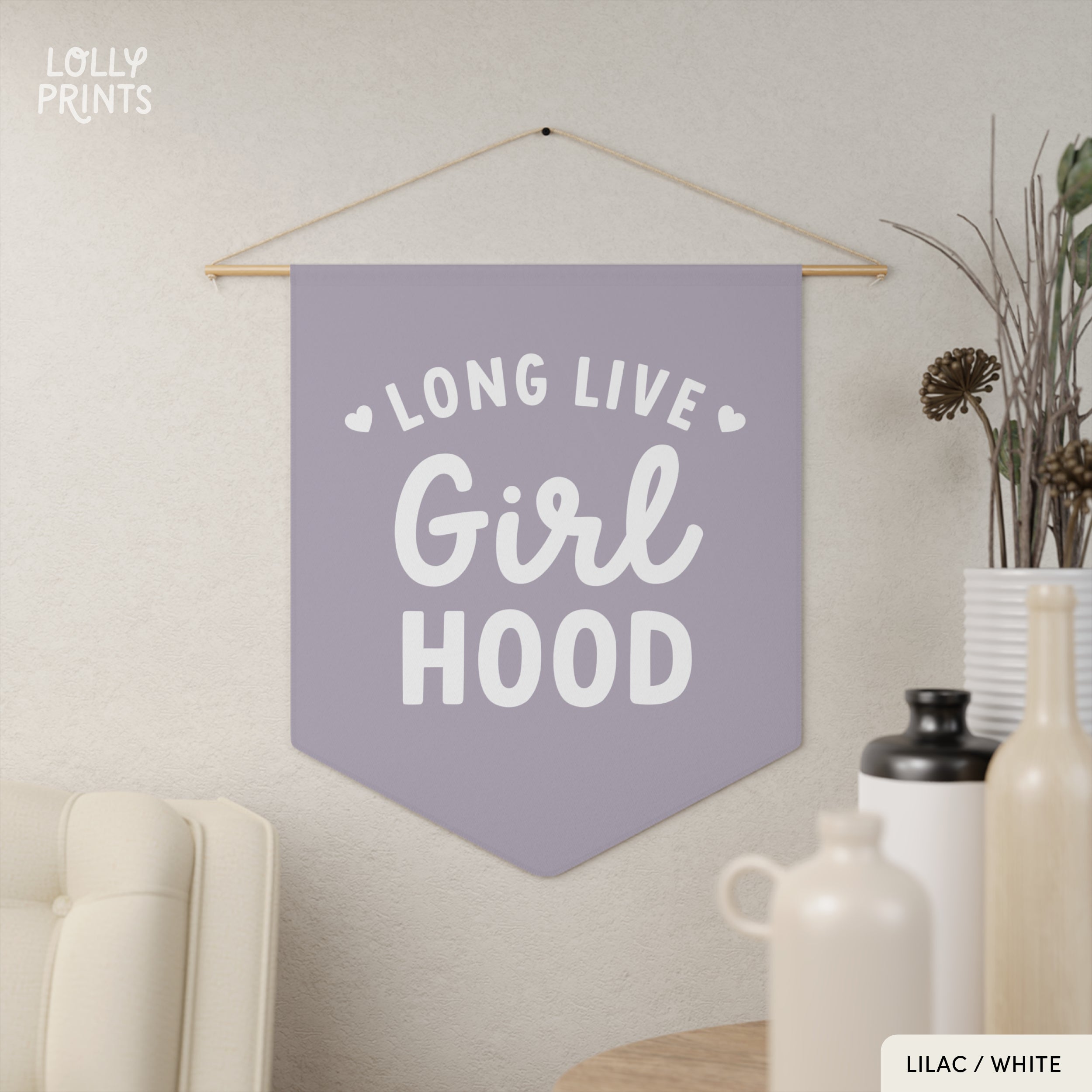 Long Live Girlhood Pennant Flag – Girl Room Wall Art