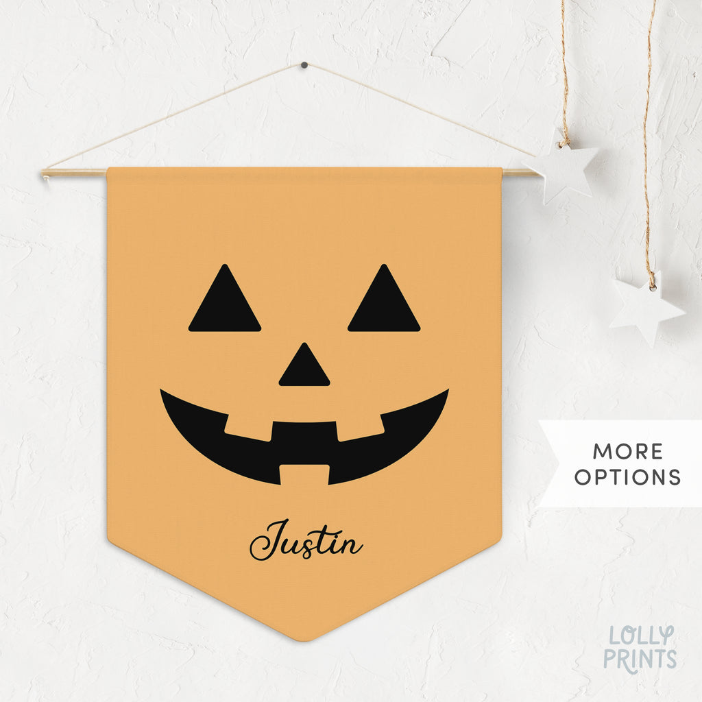 Personalized Halloween Pumpkin Face Pennant Wall Decor