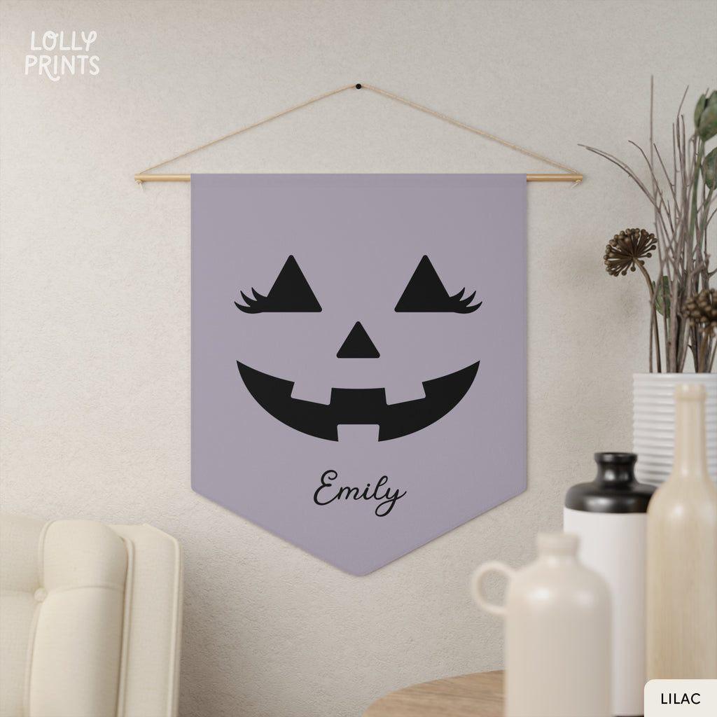 Personalized Halloween Pumpkin Face Pennant Wall Decor