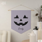 Personalized Halloween Pumpkin Face Pennant Wall Decor