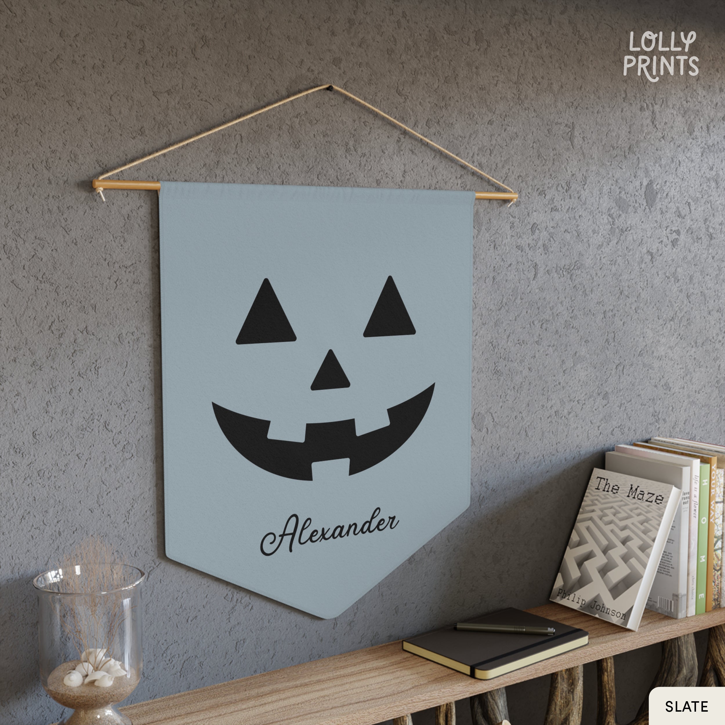 Personalized Halloween Pumpkin Face Pennant Wall Decor