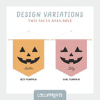 Personalized Halloween Pumpkin Face Pennant Wall Decor