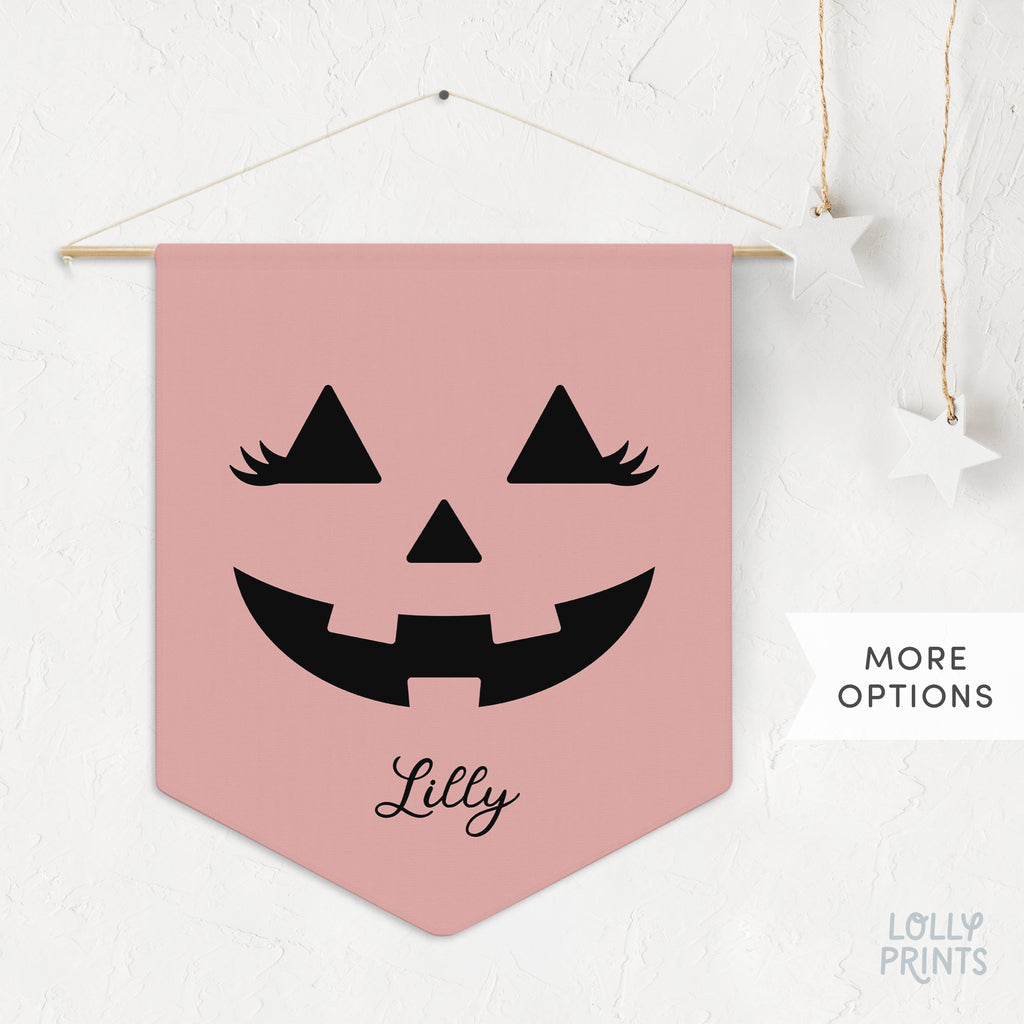 Personalized Halloween Pumpkin Face Pennant Wall Decor