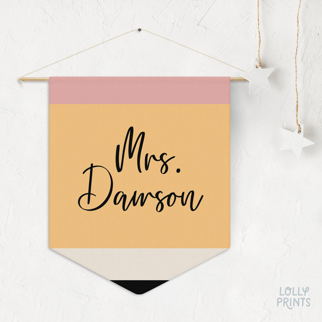 Personalized Teacher Name Pennant – Classroom Wall Decor