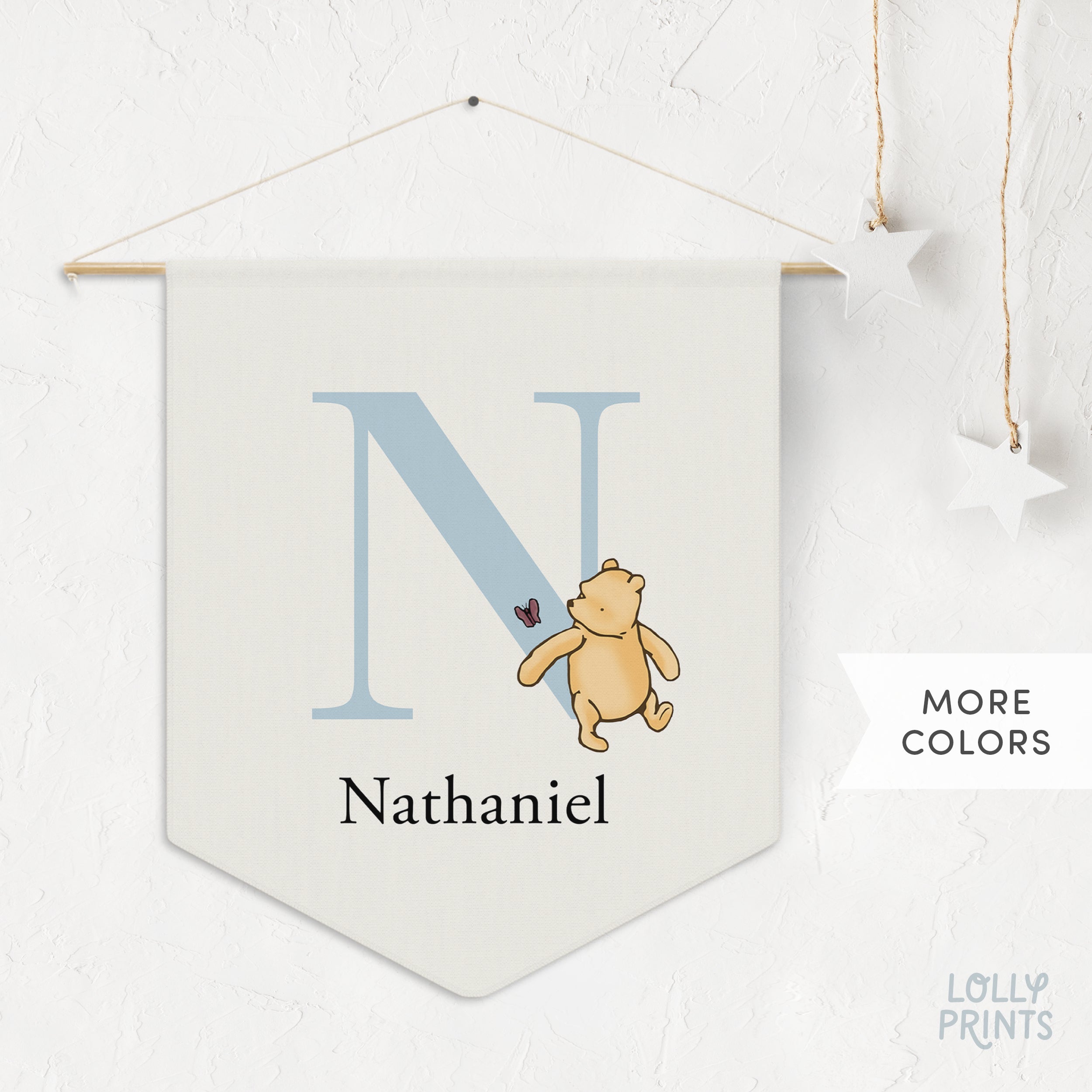 Personalized Classic Winnie The Pooh Custom Name Pennant – Nursery Name Sign