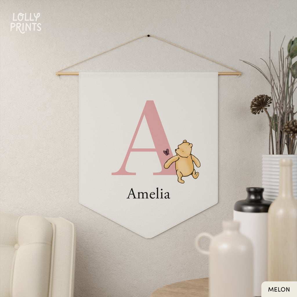 Personalized Classic Winnie The Pooh Custom Name Pennant – Nursery Name Sign